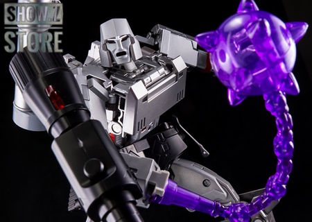 White grey robot with purple energy effect weapon discharge White grey robot with purple energy effect weapon discharge
