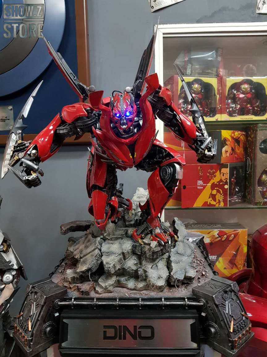 Red mecha with purple metallic accents close-up Red mecha with purple metallic accents close-up