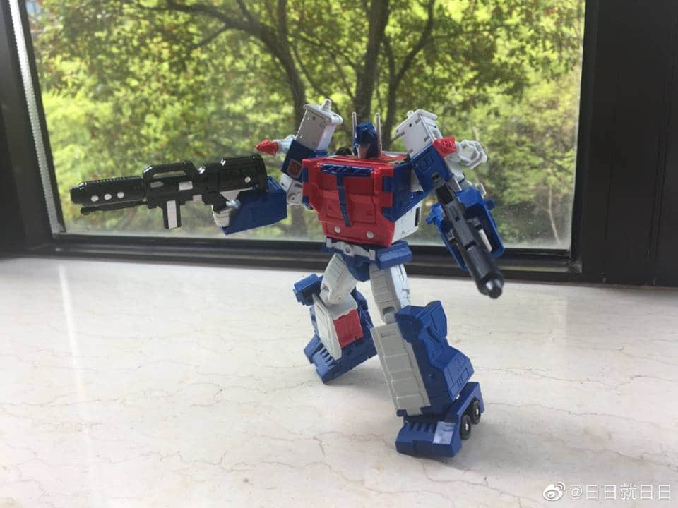 Blue red and white robot warrior with articulated joints Blue red and white robot warrior with articulated joints