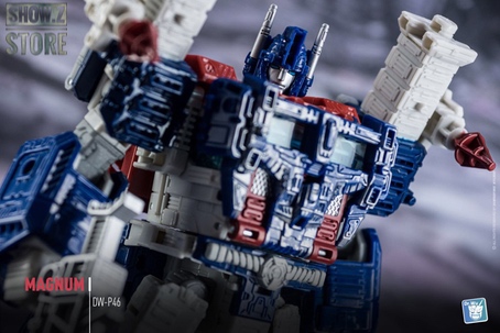 Blue and white robot with armor upgrade kit equipped Blue and white robot with armor upgrade kit equipped