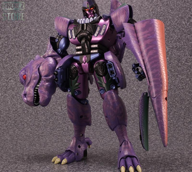 Purple dinosaur robot with beast mode transformation Purple dinosaur robot with beast mode transformation