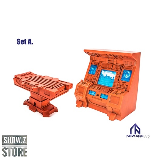 Orange Teletraan computer station with transformer robot soldier Orange Teletraan computer station with transformer robot soldier