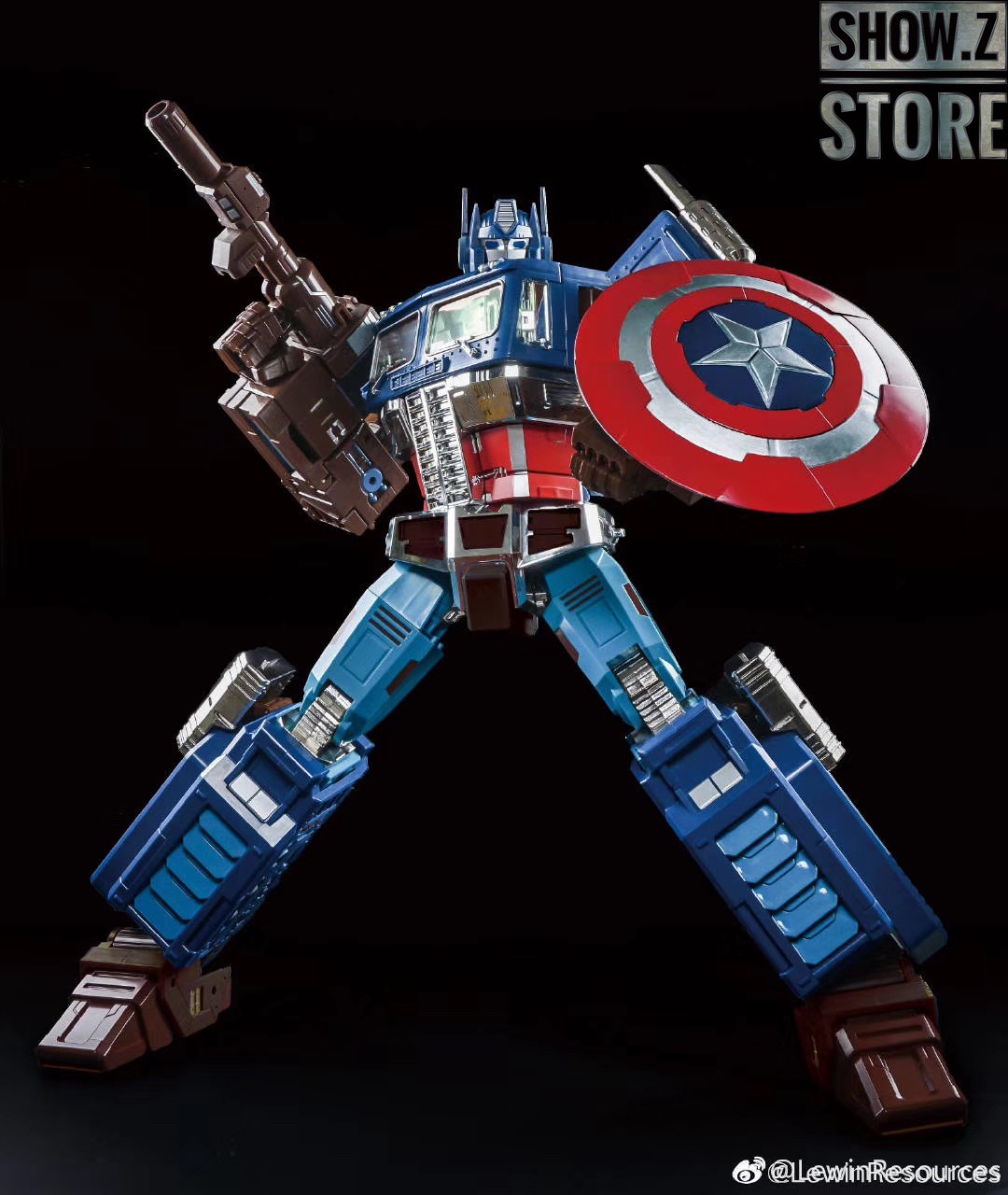 Lewin Resources LW-01A Optimus Prime red blue robot standing Lewin Resources LW-01A Optimus Prime red blue robot standing