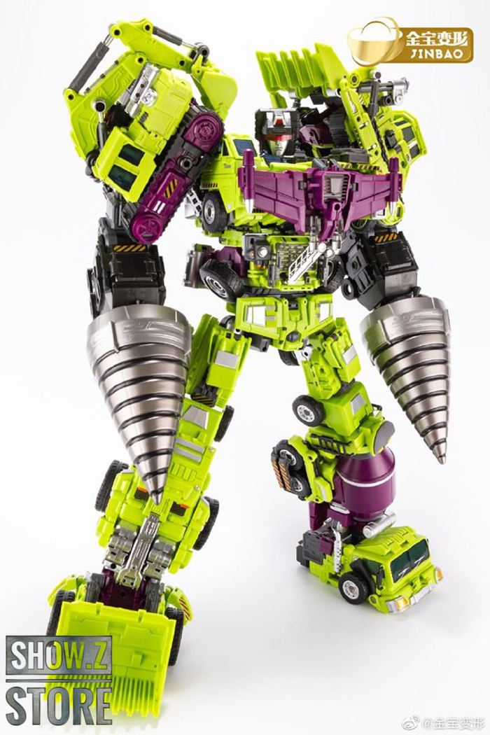 JinBao oversized Devastator upgrade with lime yellow and purple armor JinBao oversized Devastator upgrade with lime yellow and purple armor
