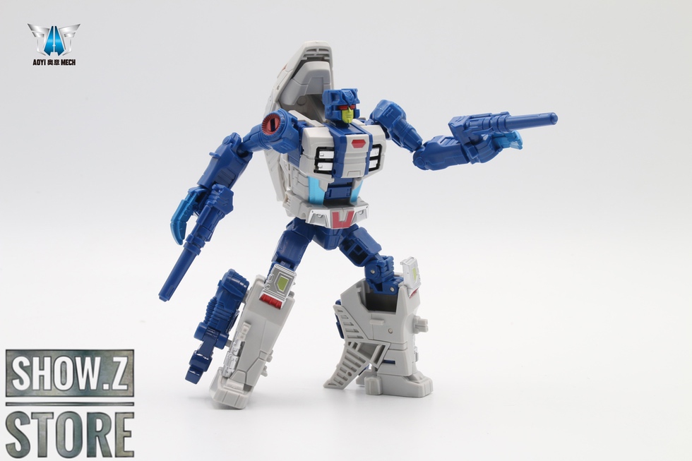 Rippersnapper mecha in robot form with dual weapon cannons on shoulders Rippersnapper mecha in robot form with dual weapon cannons on shoulders
