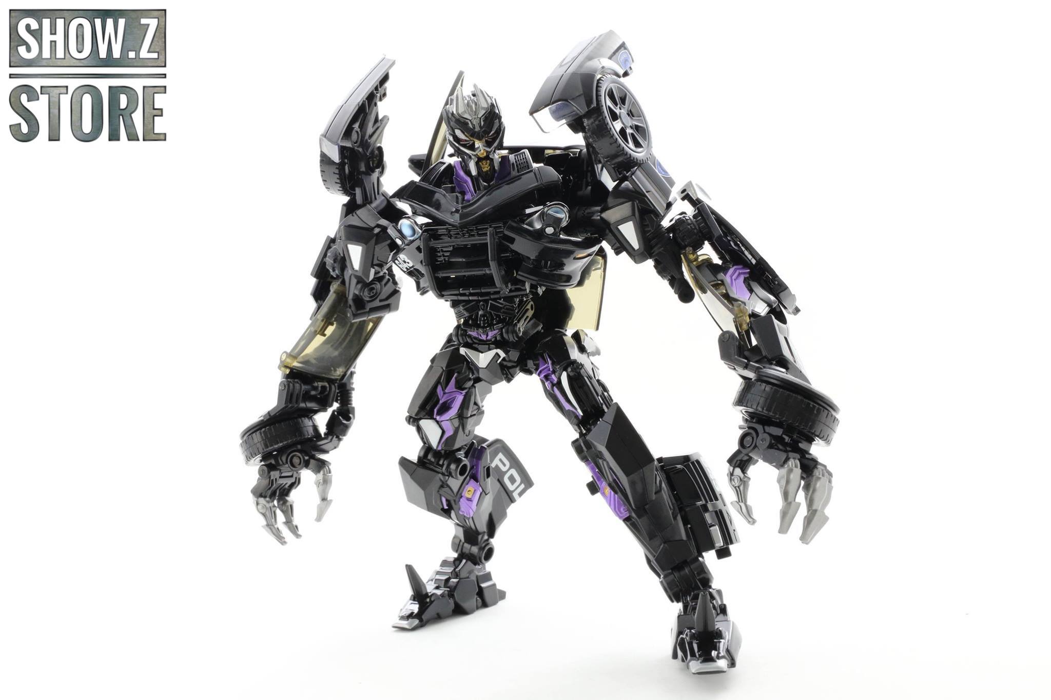 Dark purple and white robot in combat ready position Dark purple and white robot in combat ready position