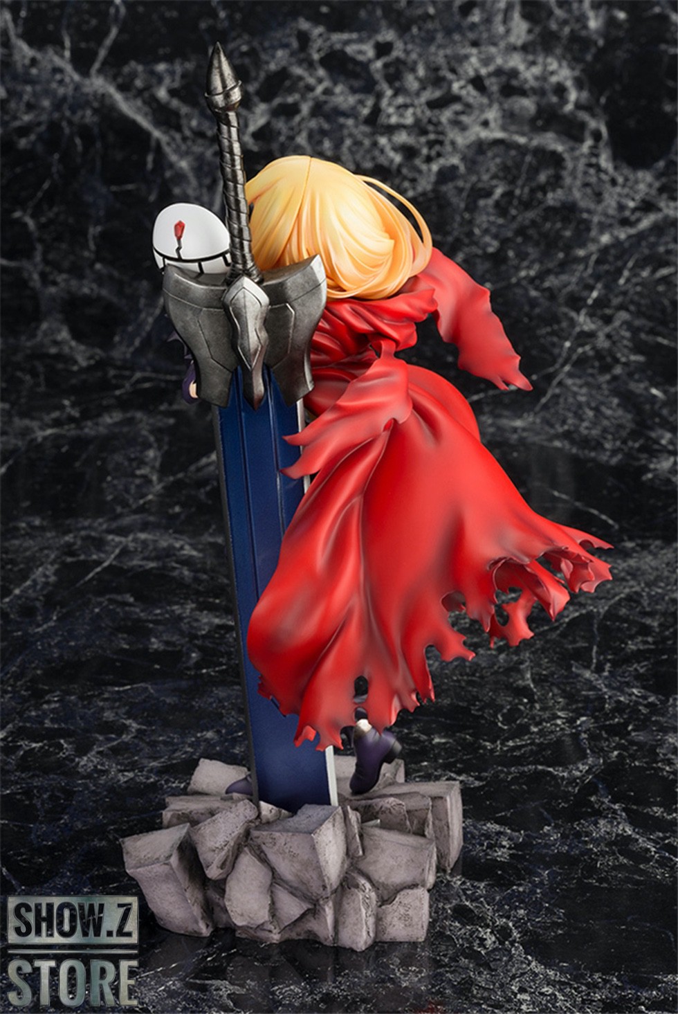 Evileye standing with flowing red fabric and staff weapon Evileye standing with flowing red fabric and staff weapon
