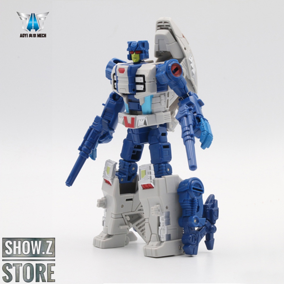 Aoyi Mech H6002-3C Rippersnapper blue and white military robot transformer Aoyi Mech H6002-3C Rippersnapper blue and white military robot transformer