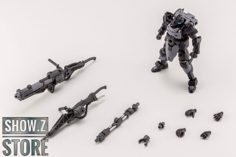 Gray base figure displayed with interchangeable armor parts Gray base figure displayed with interchangeable armor parts