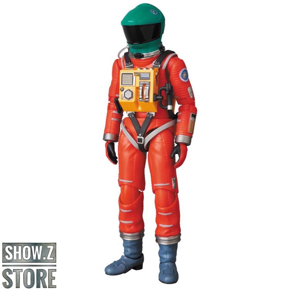 Space exploration figure in red and orange suit with equipment Space exploration figure in red and orange suit with equipment