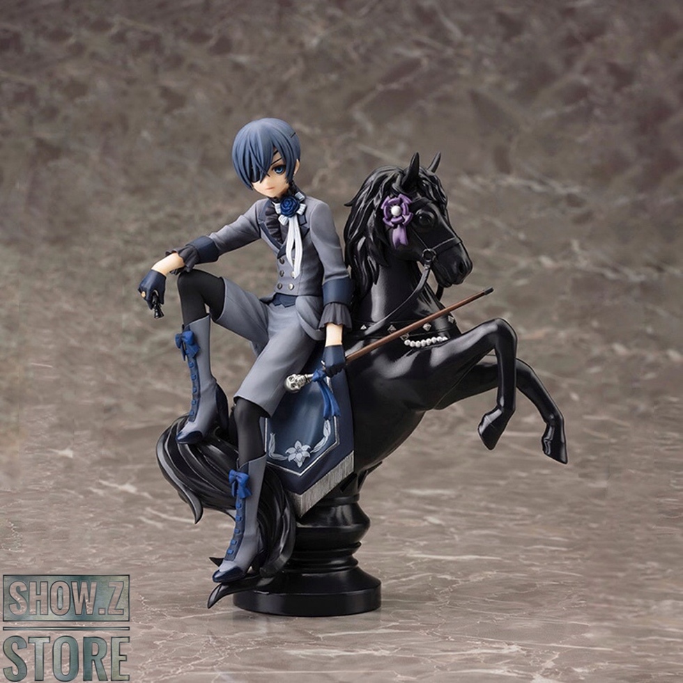 Ciel Phantomhive anime figure on black horse statue Ciel Phantomhive anime figure on black horse statue