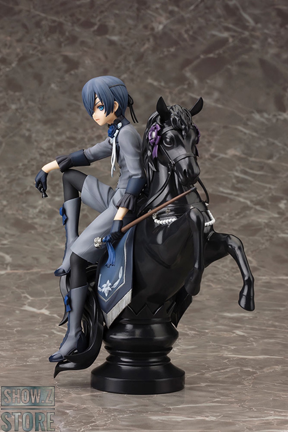 Black Butler anime character in military uniform on horse Black Butler anime character in military uniform on horse