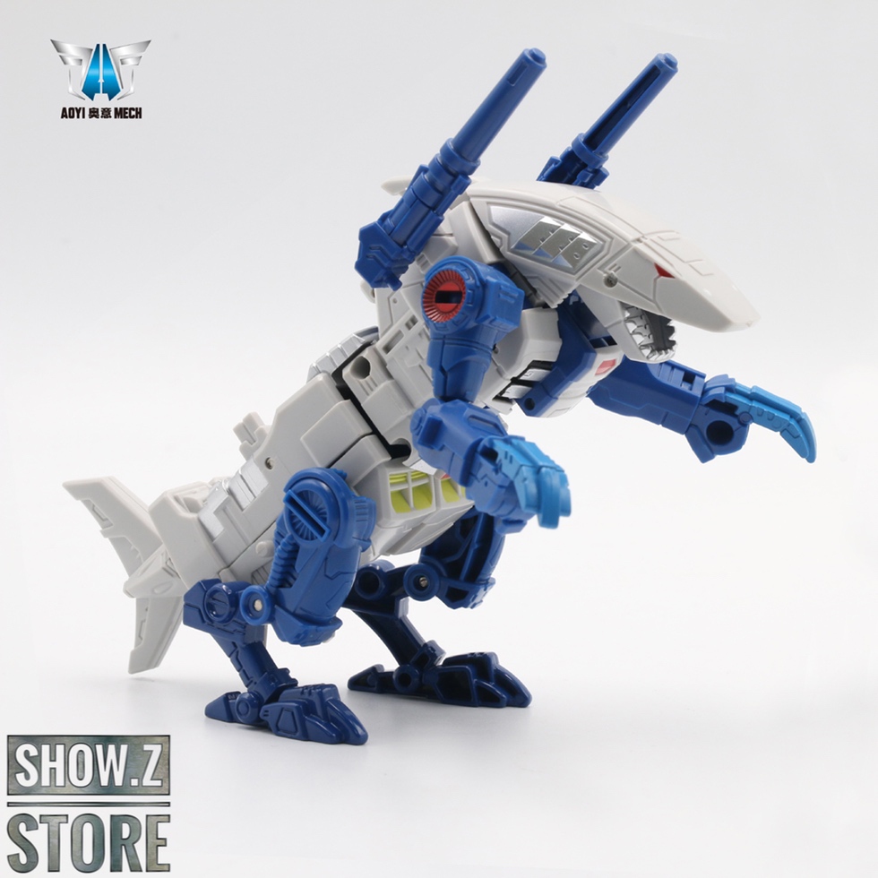 Blue and white transforming robot with detailed mechanical joint articulation Blue and white transforming robot with detailed mechanical joint articulation