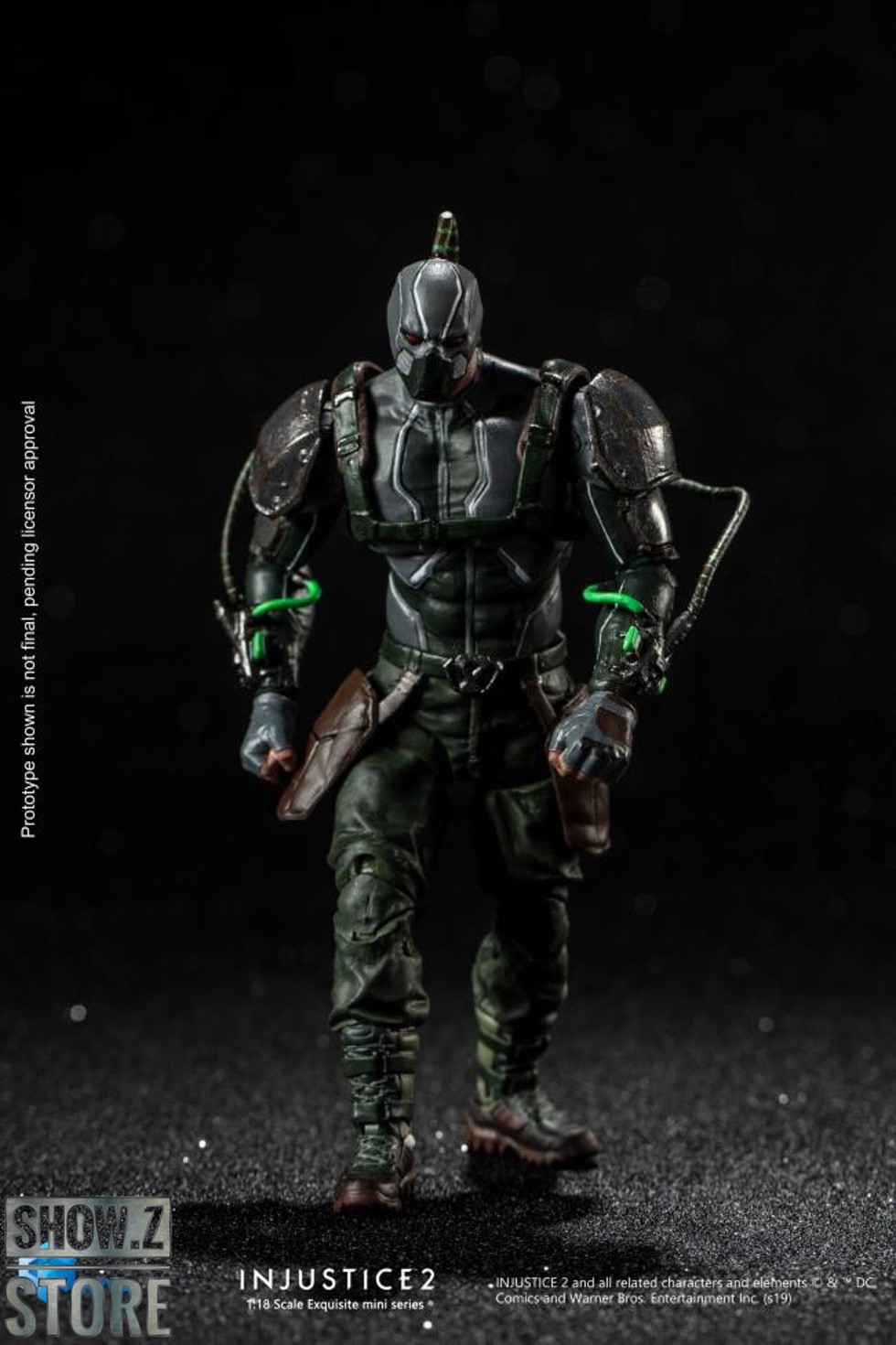 Injustice 2 Bane figure from rear showing muscular armor design Injustice 2 Bane figure from rear showing muscular armor design