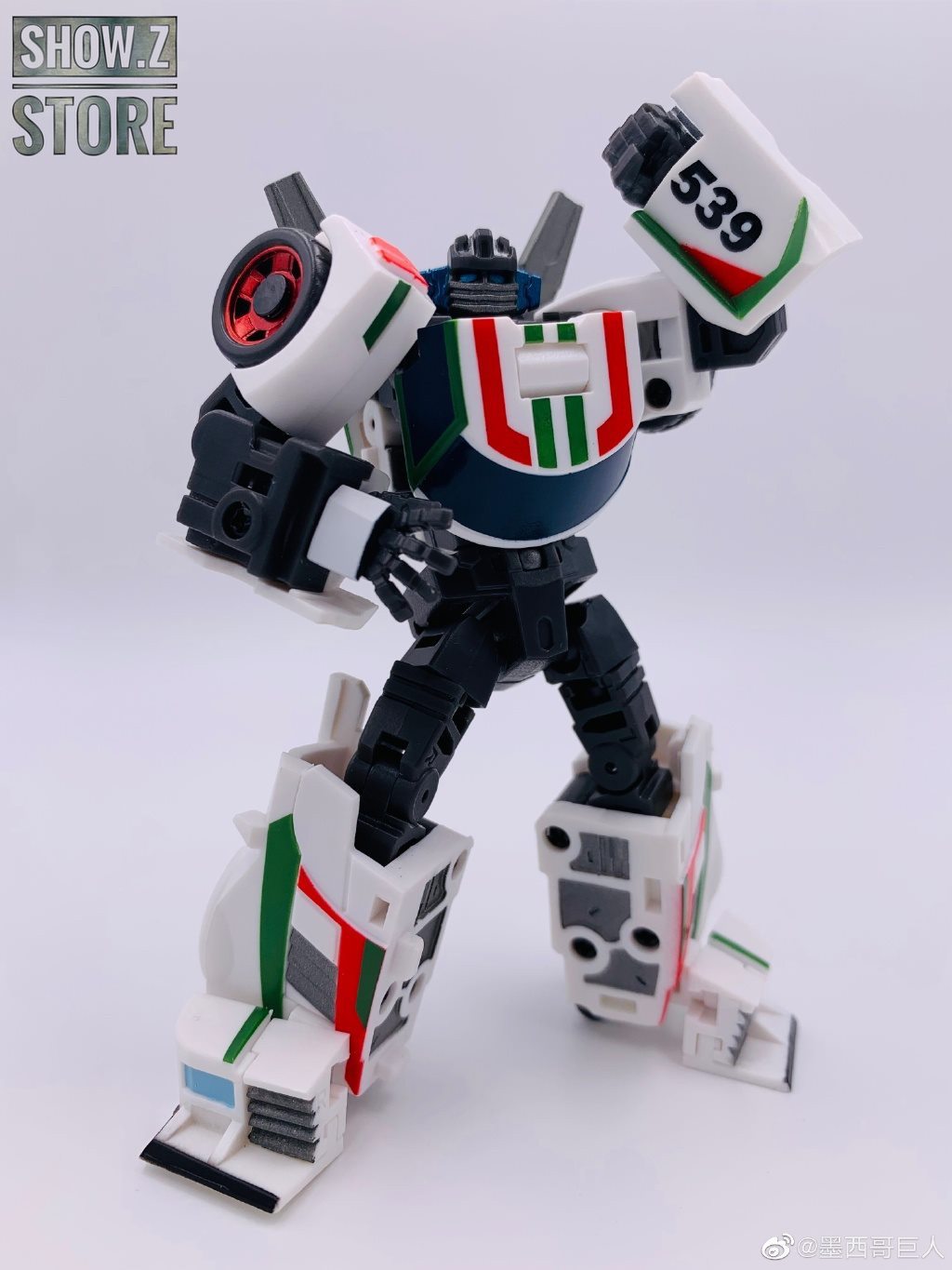 IronFactory IF EX-39 Hexwrench Wheeljack robot in white black striped vehicle IronFactory IF EX-39 Hexwrench Wheeljack robot in white black striped vehicle