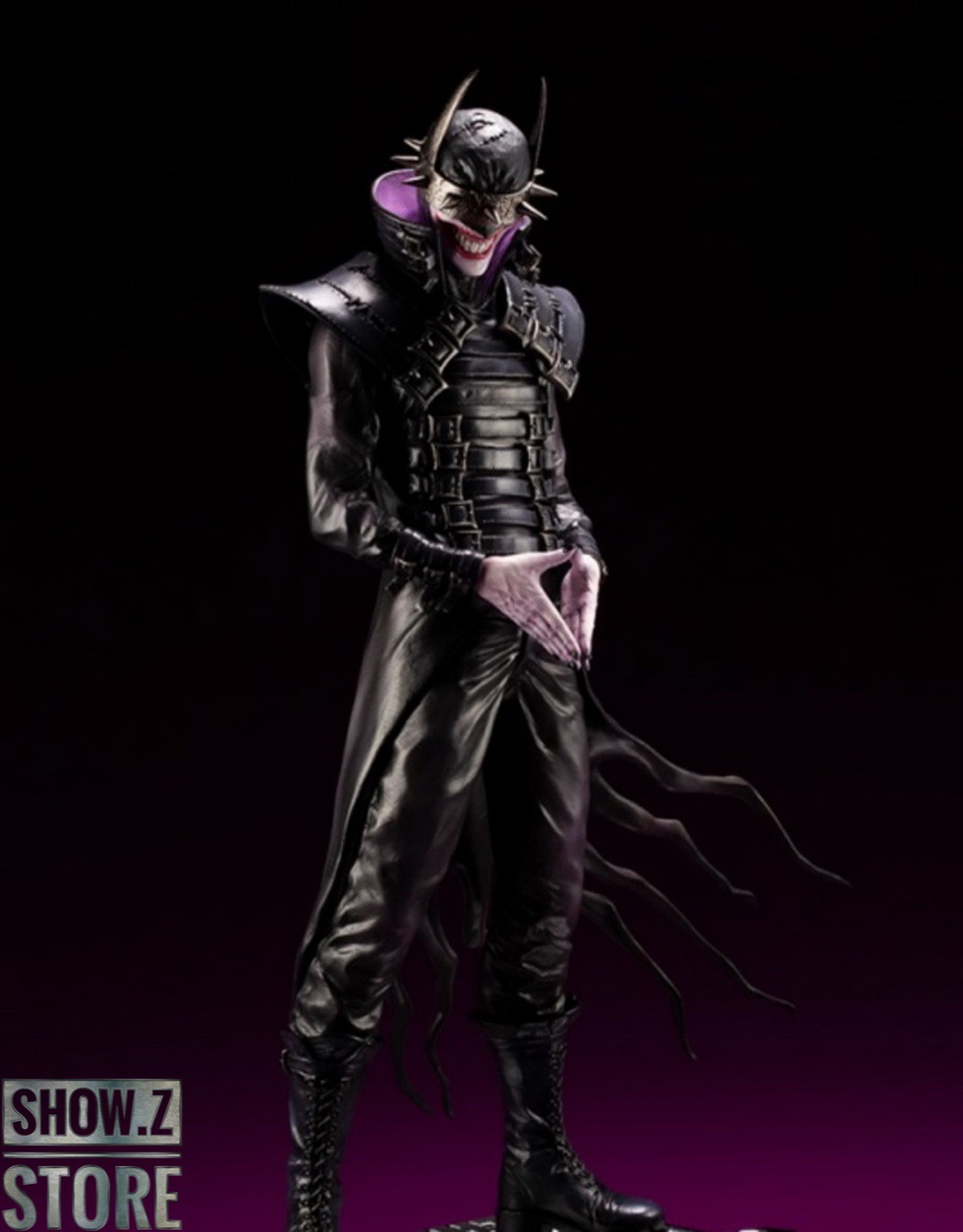 Batman Who Laughs full figure in dark armor and cape Batman Who Laughs full figure in dark armor and cape