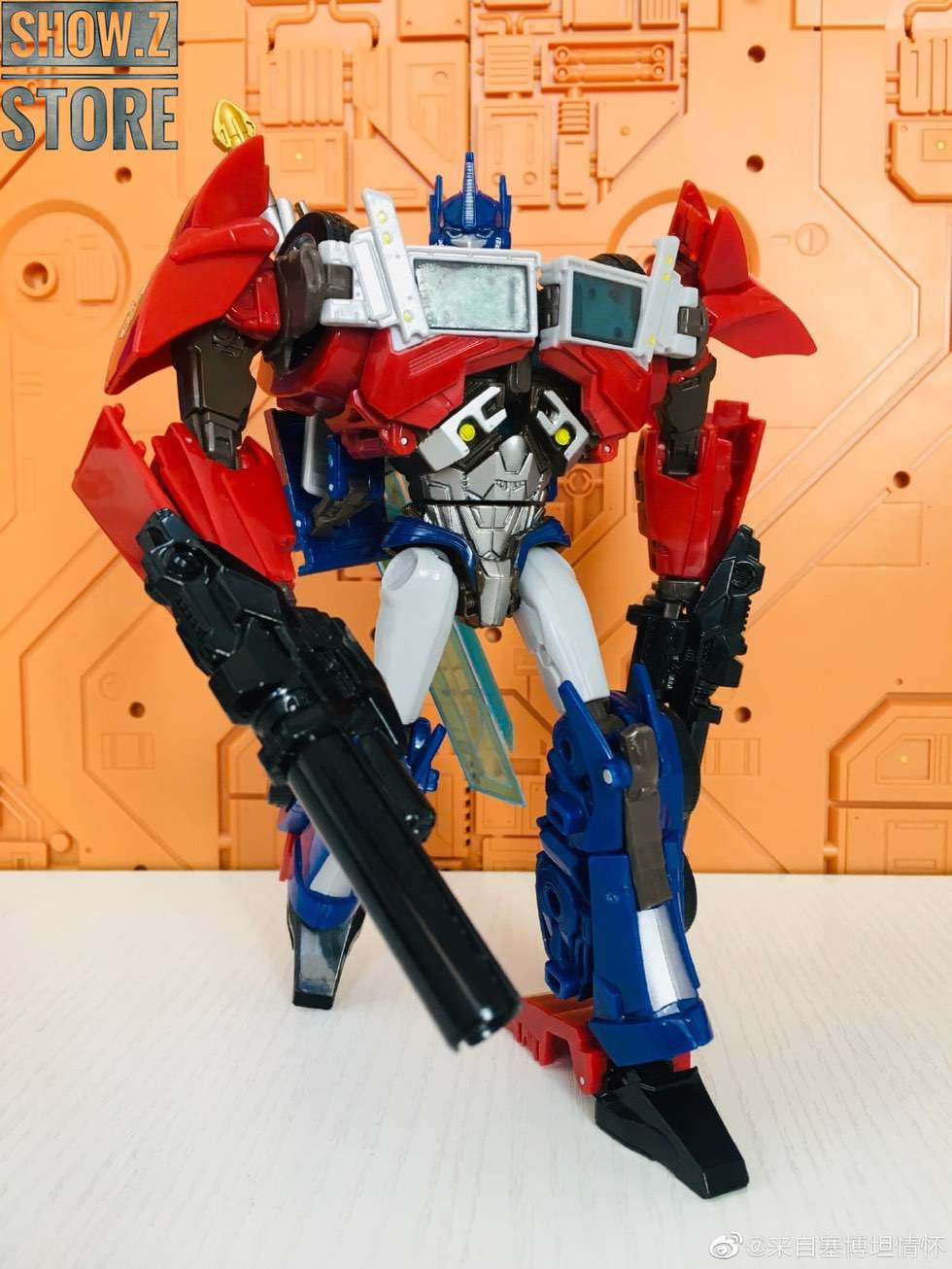 Attack Optimus Prime front view with red blue and black coloring Attack Optimus Prime front view with red blue and black coloring