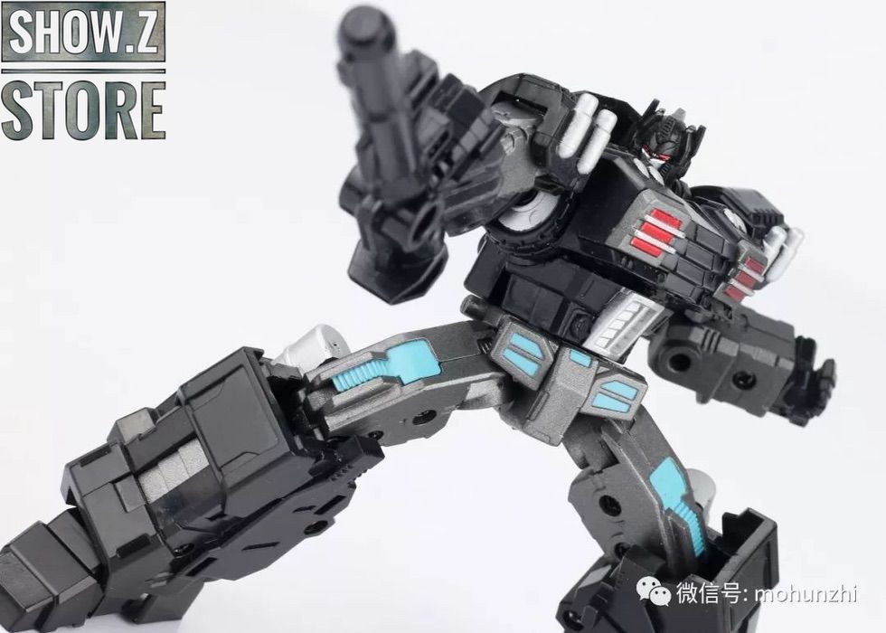 Dark colored commander robot standing in strong pose Dark colored commander robot standing in strong pose