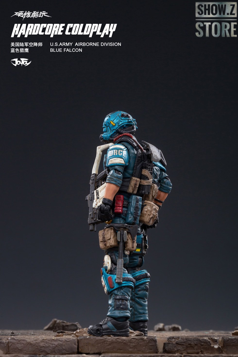 Coldplay Blue Falcon soldier in action pose with dual pistols and gear Coldplay Blue Falcon soldier in action pose with dual pistols and gear
