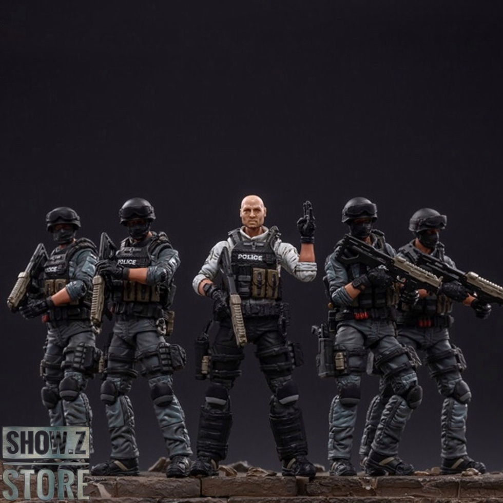 JoyToy City Police Riot Team five-figure action set display JoyToy City Police Riot Team five-figure action set display