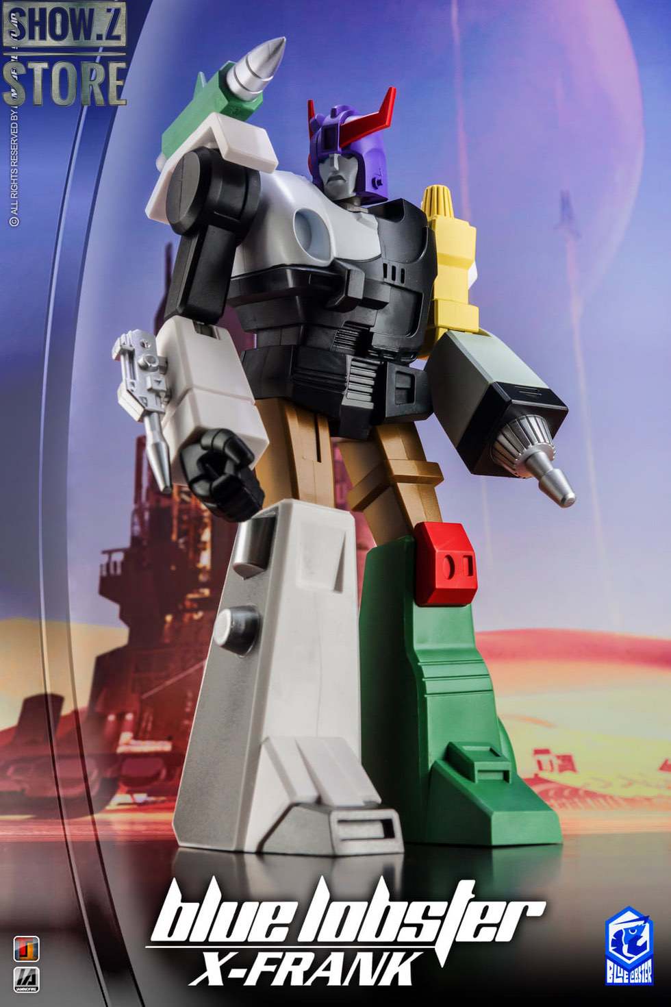 BlueLobster BL-01 X-Frank purple red yellow robot side profile BlueLobster BL-01 X-Frank purple red yellow robot side profile