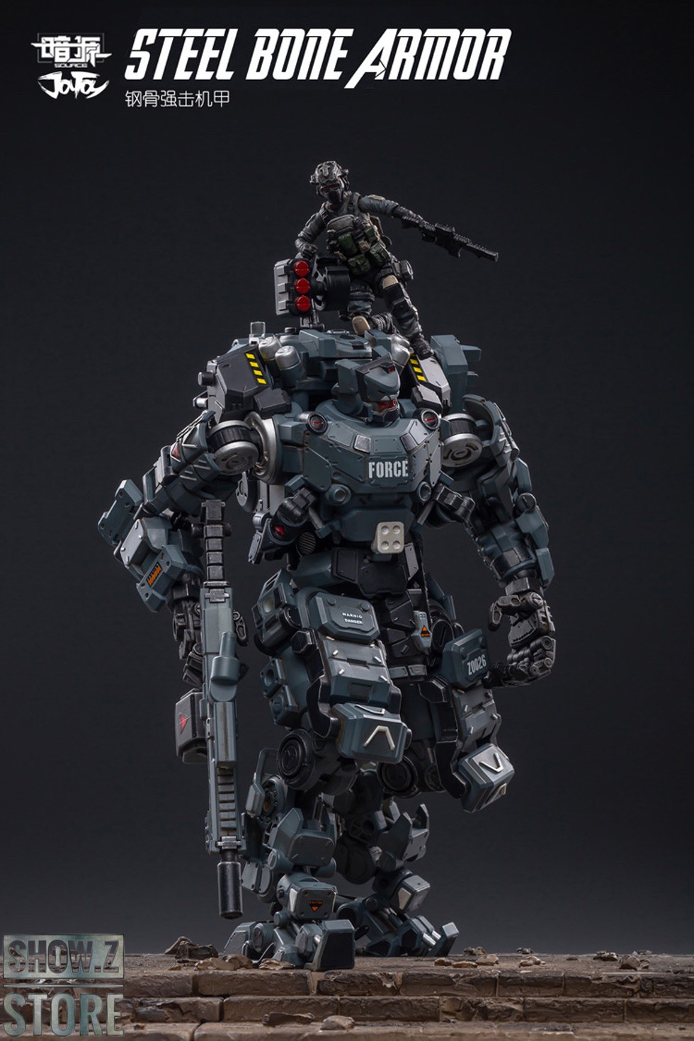 Detailed mecha armor robot figure with integrated weapon systems Detailed mecha armor robot figure with integrated weapon systems