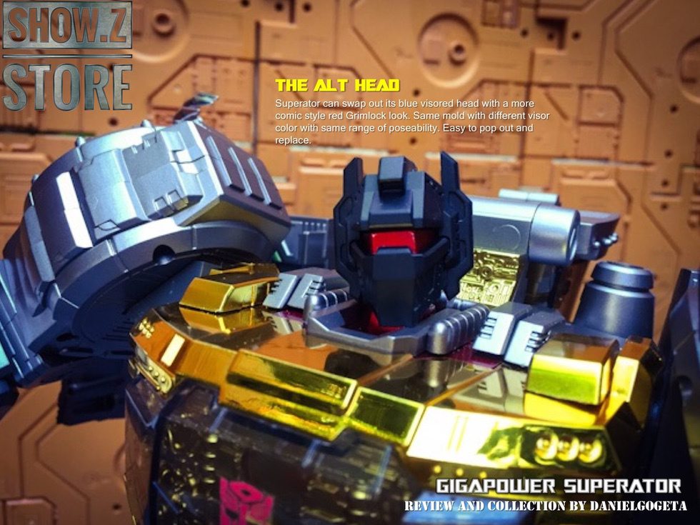 Chrome and red Grimlock showing detailed armor articulation Chrome and red Grimlock showing detailed armor articulation