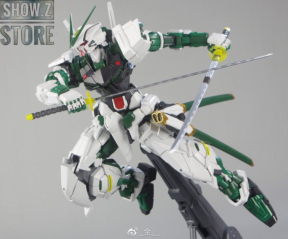 Nillson Work Gundam Astray Green Frame robot action combat pose with weapons Nillson Work Gundam Astray Green Frame robot action combat pose with weapons