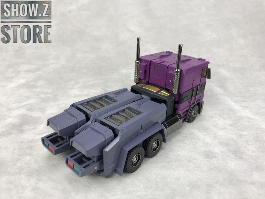 Shattered Glass Optimus Prime displaying articulation in combat stance Shattered Glass Optimus Prime displaying articulation in combat stance