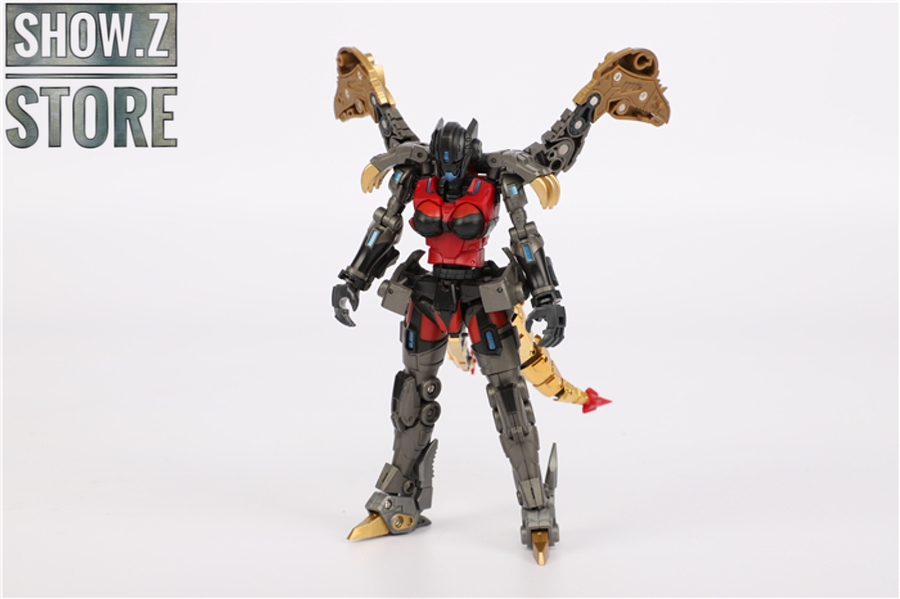 Echara robot mode showing complex articulation and weaponry attachment points Echara robot mode showing complex articulation and weaponry attachment points