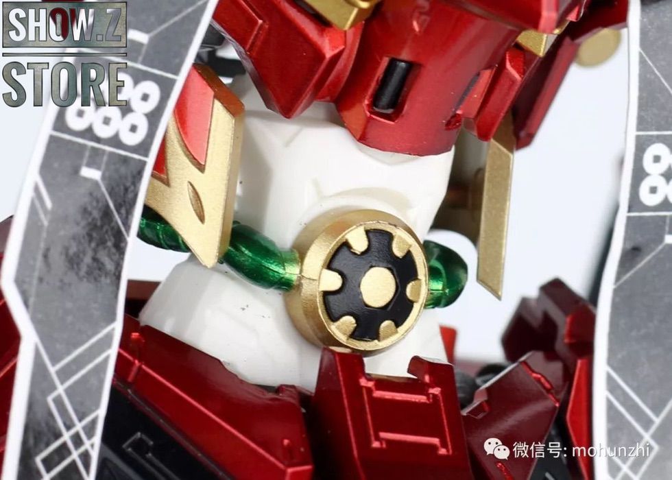 Red warrior samurai gundam model in motion display Red warrior samurai gundam model in motion display