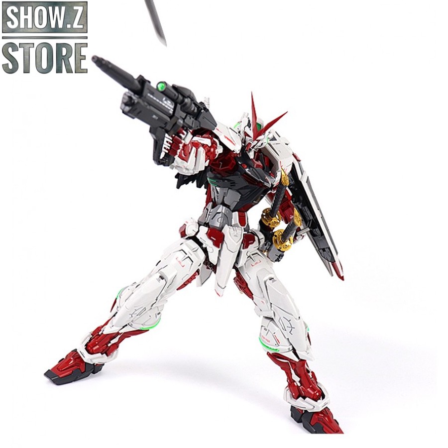 Nillson Work Gundam Astray Red Frame robot holding rifle weapon poses Nillson Work Gundam Astray Red Frame robot holding rifle weapon poses