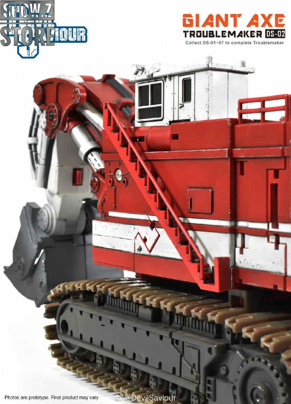 Devil Saviour DS-02 Giant Axe red machinery arm extended view Devil Saviour DS-02 Giant Axe red machinery arm extended view
