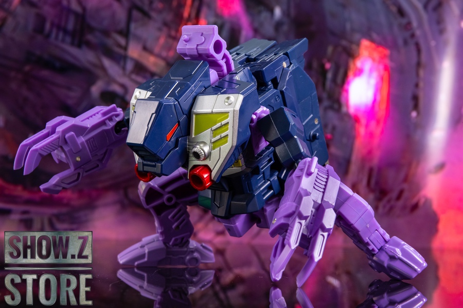 Purple mecha robot illuminated with vibrant LED lighting effects Purple mecha robot illuminated with vibrant LED lighting effects