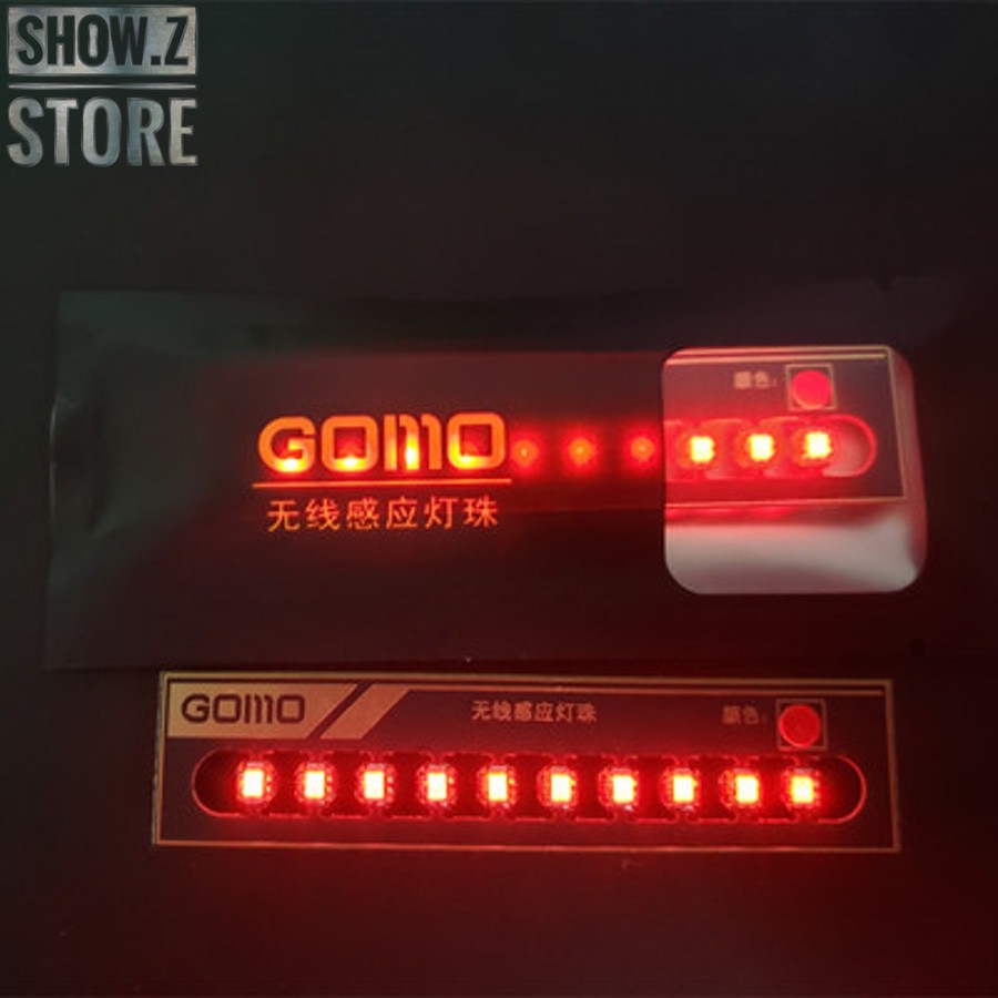 GOMO wireless red LED light strip glowing with ten bright bulbs GOMO wireless red LED light strip glowing with ten bright bulbs