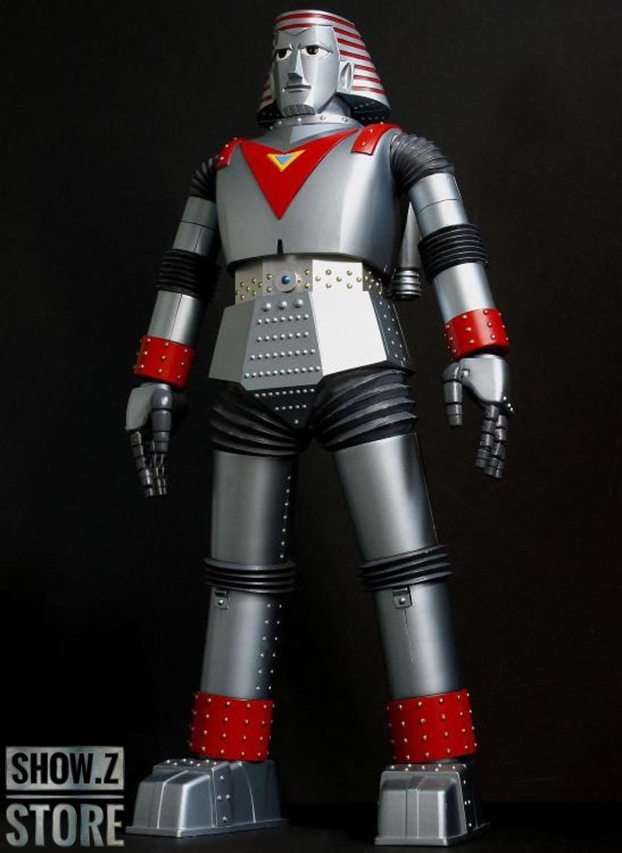 Evolution Toy Giant Robo mecha with metallic silver and red armor design Evolution Toy Giant Robo mecha with metallic silver and red armor design