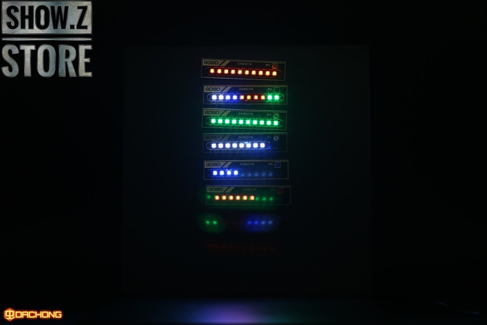 GOMO LED lighting system with multicolor light strips showing dynamic color effects GOMO LED lighting system with multicolor light strips showing dynamic color effects