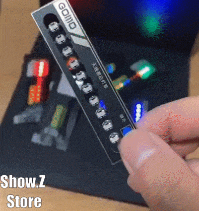 GOMO LED lighting control showing individual RGB light bars with color test patterns GOMO LED lighting control showing individual RGB light bars with color test patterns