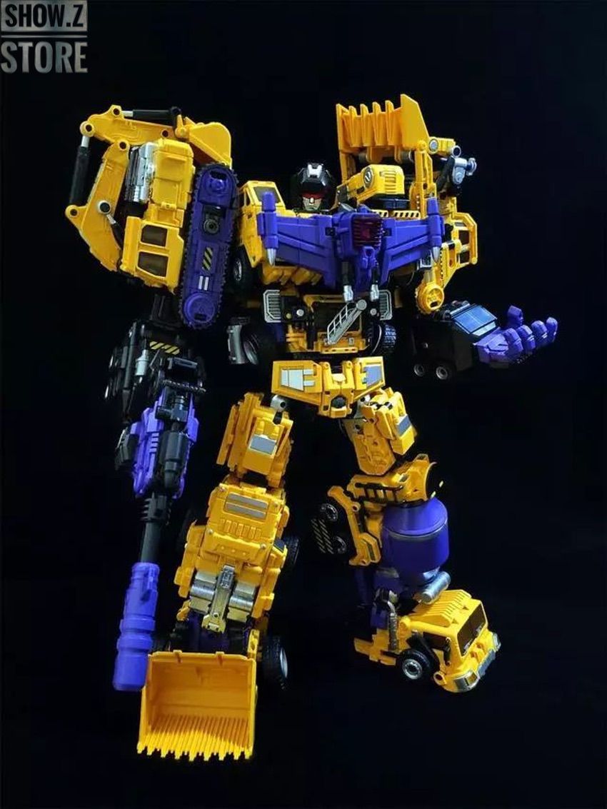 Daban Devastator robot in multiple vehicle configurations showing construction equipment transformation Daban Devastator robot in multiple vehicle configurations showing construction equipment transformation