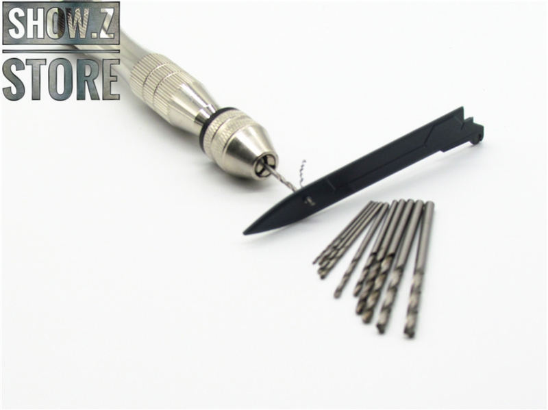 Hand drill with interchangeable drill bits displayed separately Hand drill with interchangeable drill bits displayed separately
