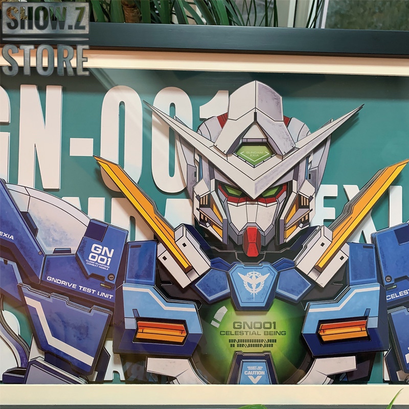 Gundam Exia blue and white mobile suit portrait art Gundam Exia blue and white mobile suit portrait art