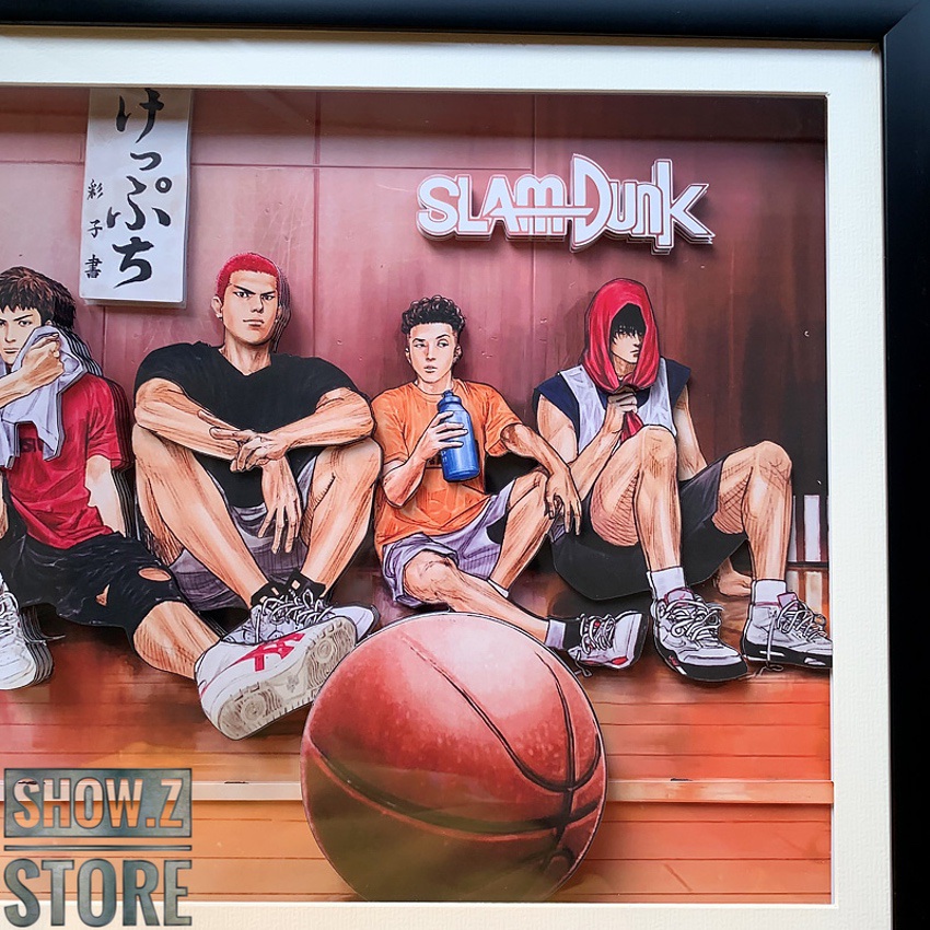 Basketball court scene with five anime athletes Basketball court scene with five anime athletes