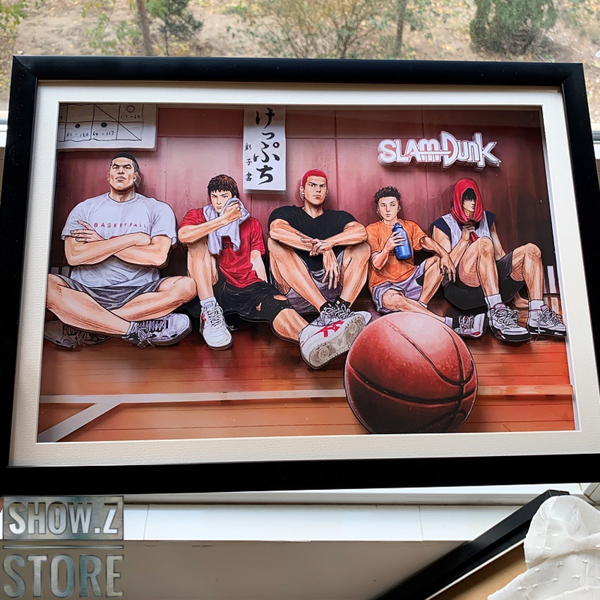 Framed basketball anime poster in retail display Framed basketball anime poster in retail display