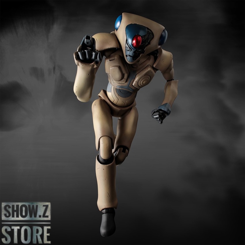 Battle suit in action pose with fist raised overhead Battle suit in action pose with fist raised overhead