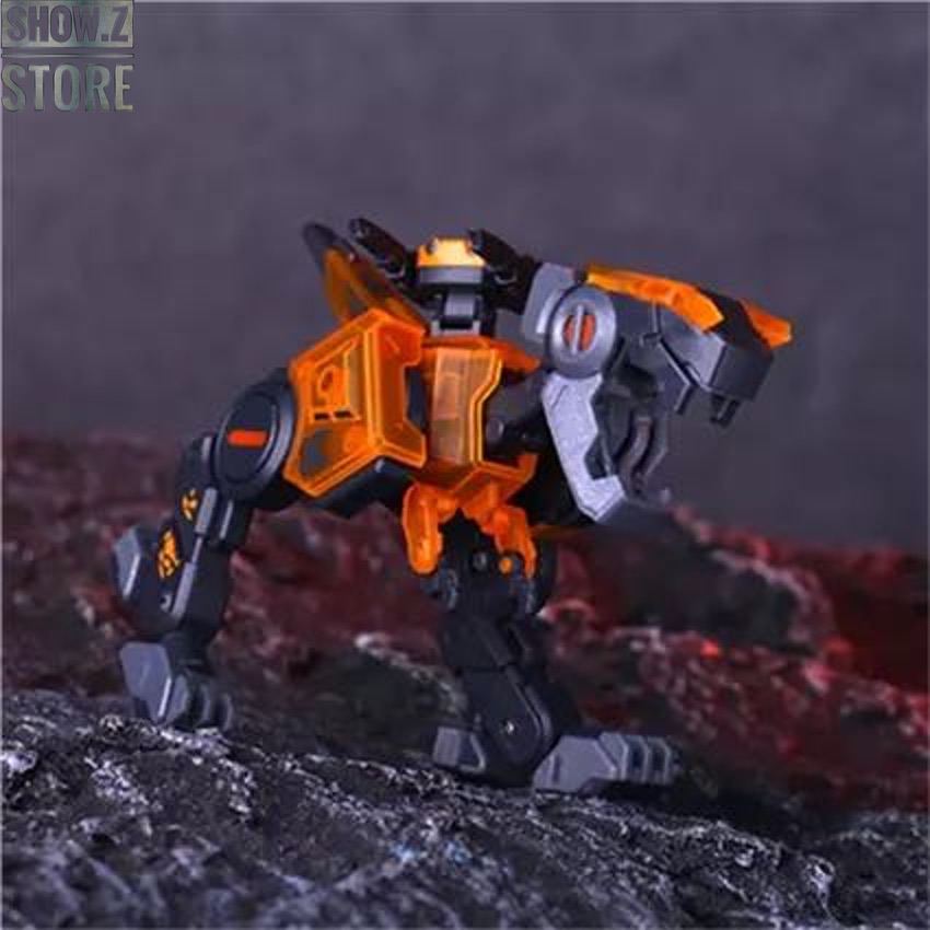 Orange and black beast robot with articulated legs Orange and black beast robot with articulated legs