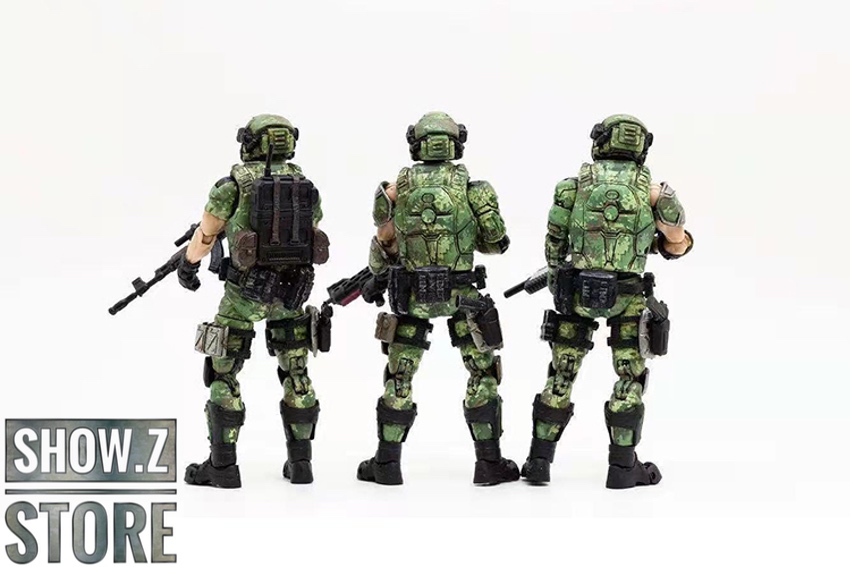 Russian Army soldiers in tactical gear with rifles displayed from back Russian Army soldiers in tactical gear with rifles displayed from back