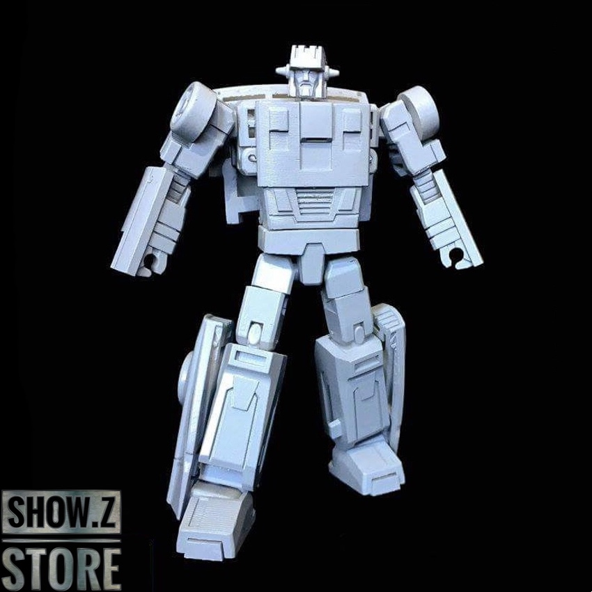 White robot figure standing in fighting stance White robot figure standing in fighting stance