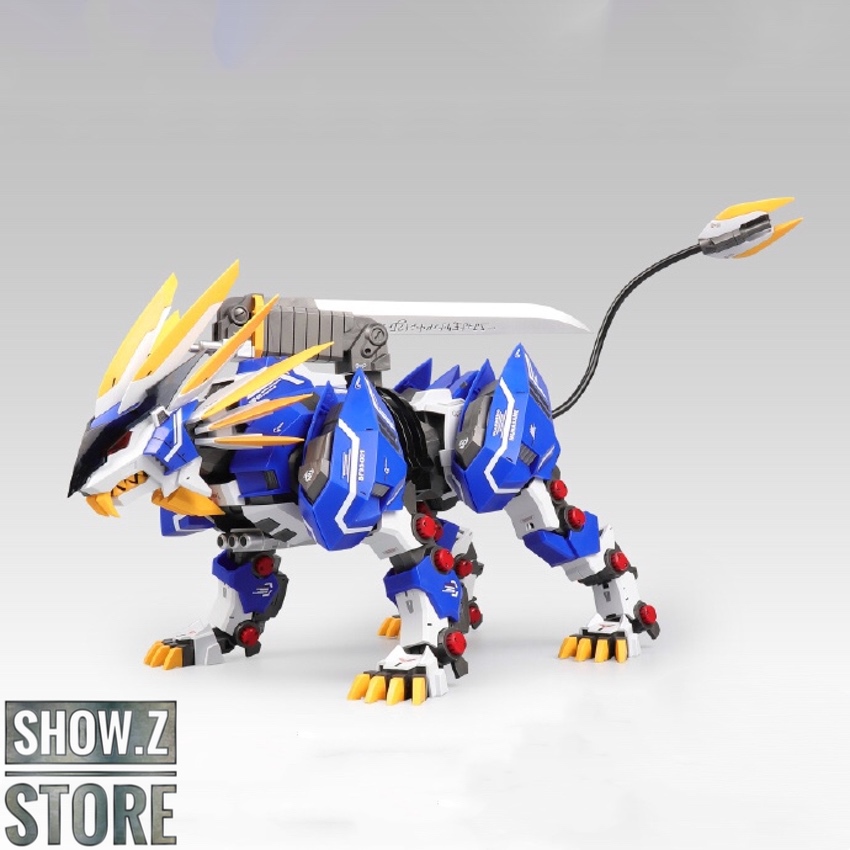 Blue and yellow model kit animal with extended golden spikes Blue and yellow model kit animal with extended golden spikes