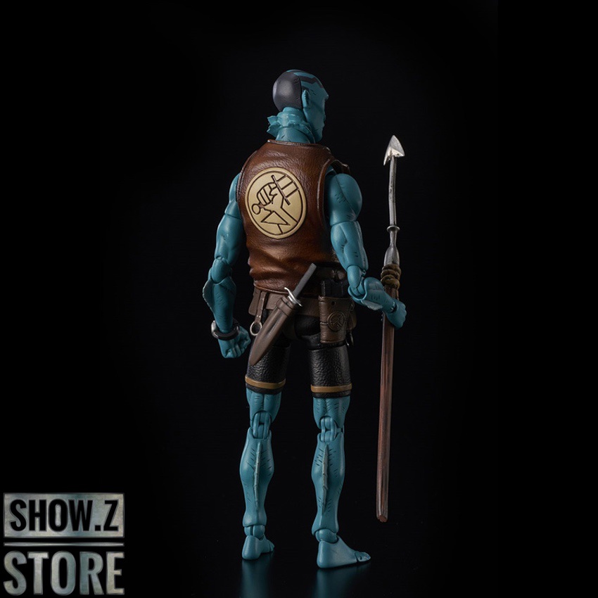 Abe Sapien standing with spear showing detailed blue alien design Abe Sapien standing with spear showing detailed blue alien design