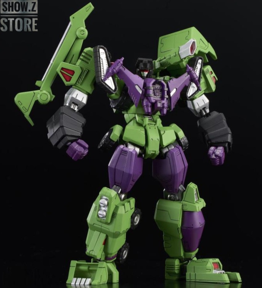 Flame Toys Furai Devastator robot disassembled showing modular component parts Flame Toys Furai Devastator robot disassembled showing modular component parts